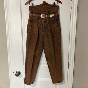 Vintage High-Waisted Brown Acid Wash Jeans